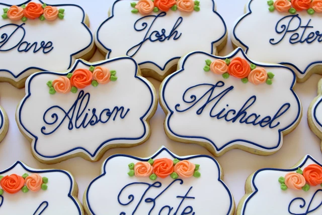 Personalized place card cookies for each guest.