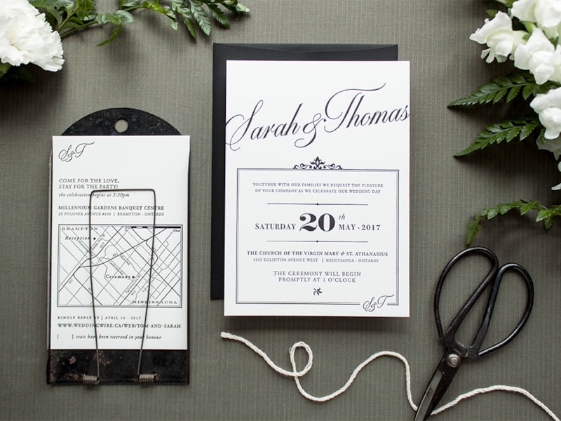 Vintage Letterpress Custom Wedding Invitation Suite