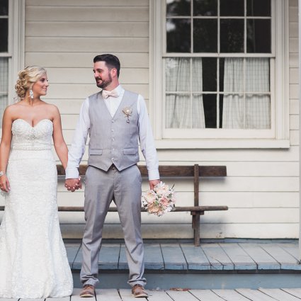 Perry Ellis featured in Shannon & Danny’s Romantic Vintage Wedding at Black Creek Pio…