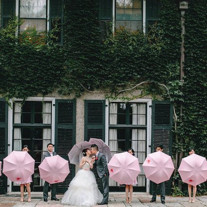 Kyana Bridal Hair Artistry featured in Ling & Dave’s Pink, Red and Gold Wedding at Columbus Even…