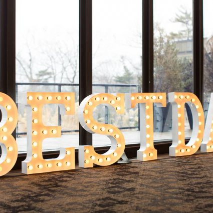 Moonrise Letter Lights featured in The Credit Valley Golf and Country Club Ballroom Open House