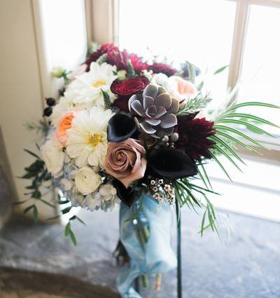 Opening Night Flowers featured in Ashley and Brian’s Intimate Wedding at Ancaster Mill