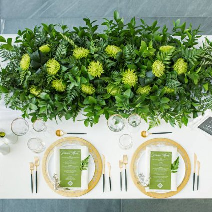 Princess Decor featured in A Stunning Green-and-Gold Style Shoot at Aga Khan Museum