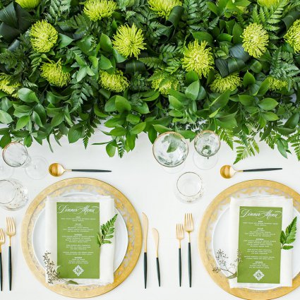 Vintage Rentals & Events featured in A Stunning Green-and-Gold Style Shoot at Aga Khan Museum
