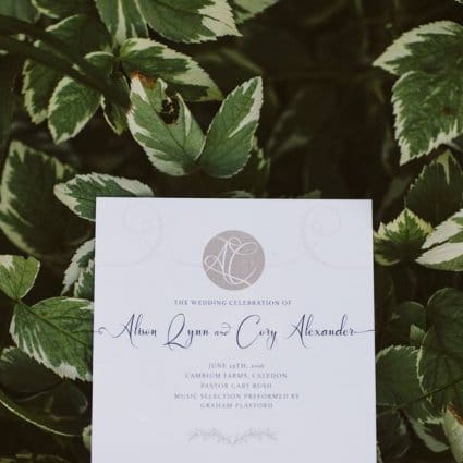 Alison Gordon Studio featured in Ali and Cory’s Rustically Chic Wedding at Cambium Farms