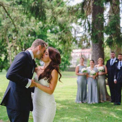 Whistle Bear Golf Club featured in Lesley and Tyler’s Rose Gold Rustic Wedding at Whistle Bear G…