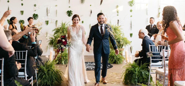 Hero image for Amanda and Markus’ Urban Jungle Wedding at Airship 37