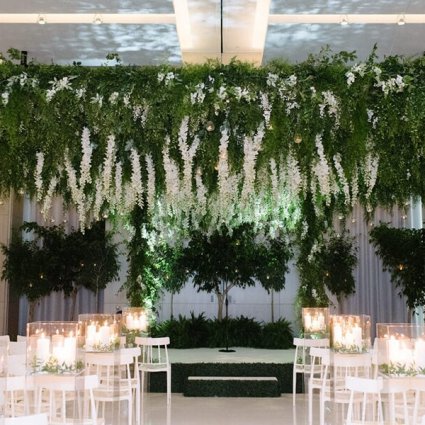 Melissa Baum Events featured in Samantha and Joey’s White-and-Green Lush Garden Wedding