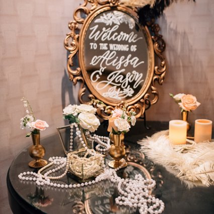 Mandy Calligraphy featured in Alissa and Jason’s Elegant Gatsby Wedding at Eglinton Grand