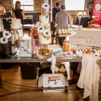 Love in Bloom Cakes featured in A Trendy Retro-Rustic Wedding Open House at The Jam Factory