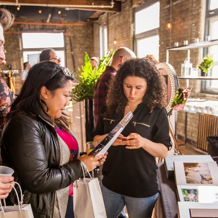 Stacey Naglie Photography featured in A Trendy Retro-Rustic Wedding Open House at The Jam Factory