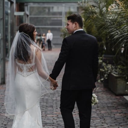 Felichia Bridal featured in Christin and Tyler’s Intimate ’20s Themed Wedding at Cluny Bi…