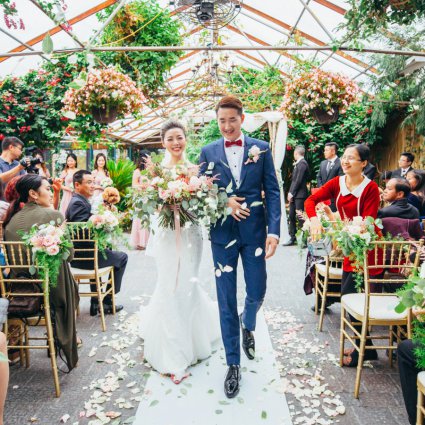 O'Malley's Catering & Rental featured in Candy and Tony’s Magical Wedding at The Madison Greenhouse