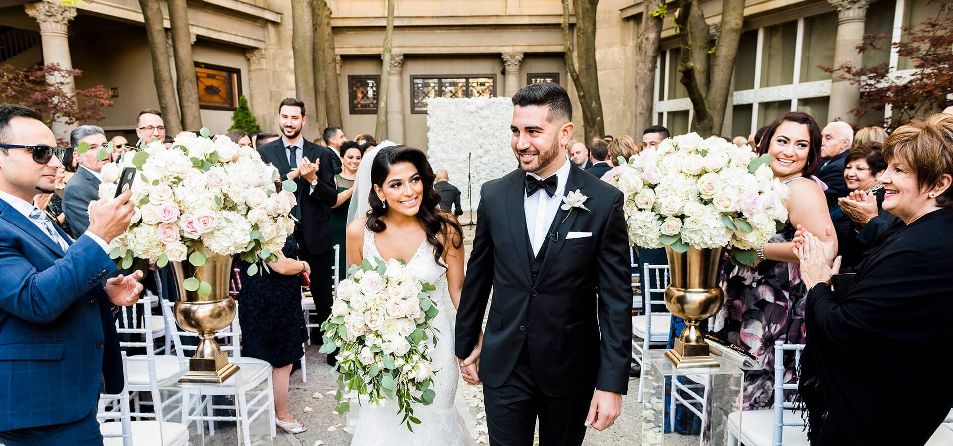 Hero image for Dalia and Cameron’s Elegant Liberty Grand Wedding