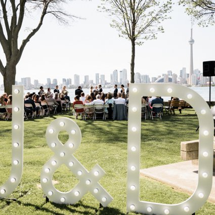 Ampersand Marquee Letters featured in Julie and Darren’s Perfect Summer Wedding at the Royal Canadi…