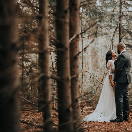 Hair by Cristina featured in Amanda and Brad’s Cozy Fall Wedding at The Doctor’s House