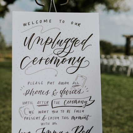 Cabin Calligraphy featured in Jemma and Red’s Romantic Earth To Table Farm Wedding