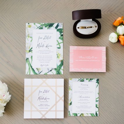 Paperless Post featured in Michelle and Jesse’s Tropical Themed Rooftop Wedding at Malap…