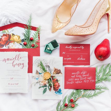 The Polka Dot Paper Shop featured in A Marriage in a Pear Tree: A Beautiful Holiday Style Shoot