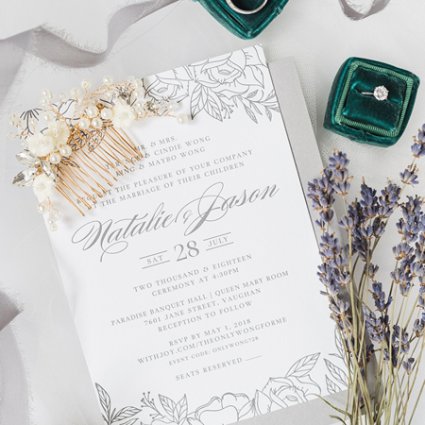 Lunar Caustic Press featured in Natalie and Jason’s Elegant Wedding at Paradise Banquet & Con…