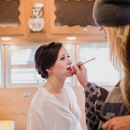 Glamour on the Go featured in Hayley and Jeff’s Ultra Romantic Wedding at the Alpine Ski Club