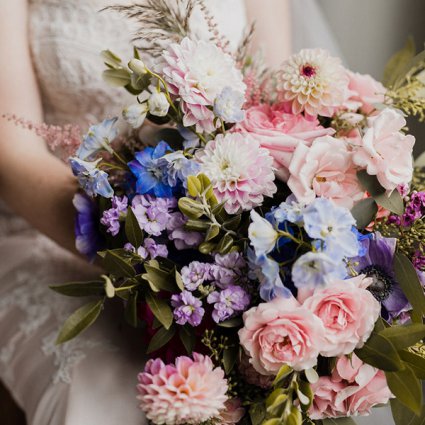 Flowers Time featured in Hayley and Jeff’s Ultra Romantic Wedding at the Alpine Ski Club