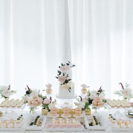 Truffle Cake & Pastry featured in Ella and Mike’s Elegant Wedding at Harding Waterfront Estate