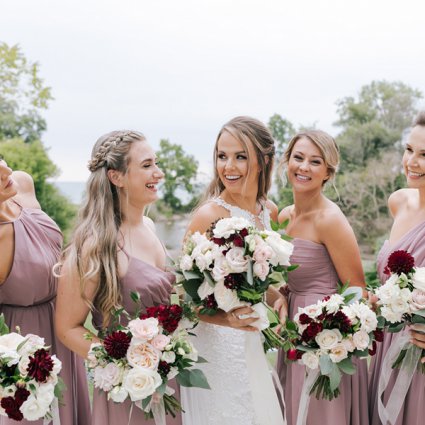 DeLight Floral + Design featured in Ella and Mike’s Elegant Wedding at Harding Waterfront Estate