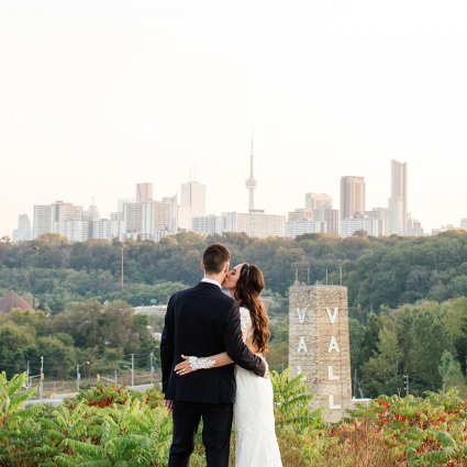 Pearl Bridal House featured in Krista & Kyle’s Industrial Wedding at Evergreen Brick Works