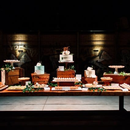 The Dessert Room featured in Krista & Kyle’s Industrial Wedding at Evergreen Brick Works