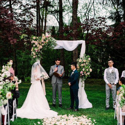 Jonny Belinko Wedding Officiant featured in Emma and Xi’s Intimate Affair at a Beautiful Private Residenc…