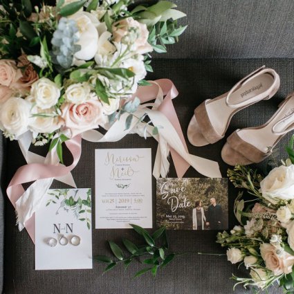 Impressions Invitation and Design Studio featured in Nerissa and Neil’s Urban Downtown Wedding at Airship37