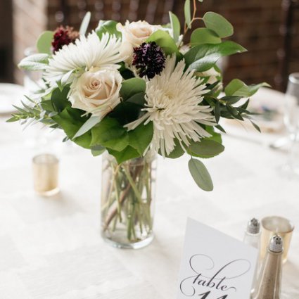 Gatherings Floral Studio featured in Lauren and Brad’s Cozy Fall Wedding at the Manor