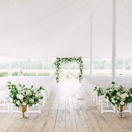 Bloom & Co. featured in Dustynne and Fraser’s Country Chic Wedding at Kurtz Orchards