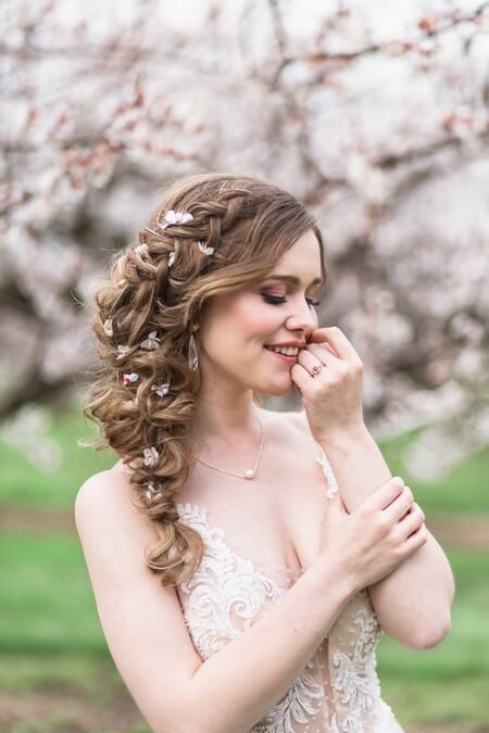 romantic earthy spring cherry blossom styled shoot, 4