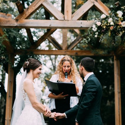 Reverend Natalia Love Angelou featured in Kelly and David’s Romantic Fall Wedding at Honsberger Estate