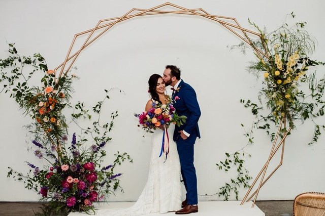 Nicole and Luke's Colourful Wedding at the Distillery's Airship 37