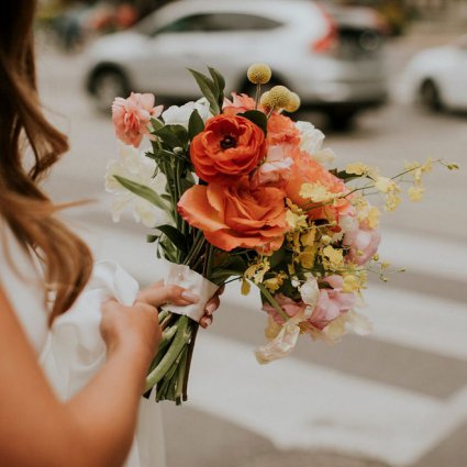 Floral Werx featured in Sasha and Lorne’s Colourful Wedding at Assembly Chef’s Hall