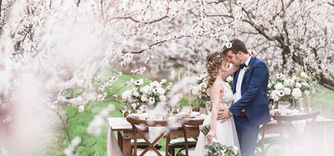 Romantic, Earthy Spring Cherry Blossom Styled Shoot