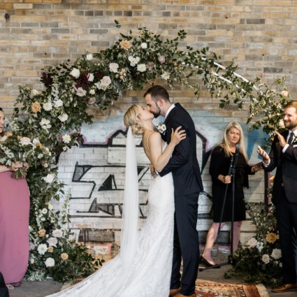 Bridal Hair Collective featured in Alexis and Aaron’s Romantic Evergreen Brick Works Wedding