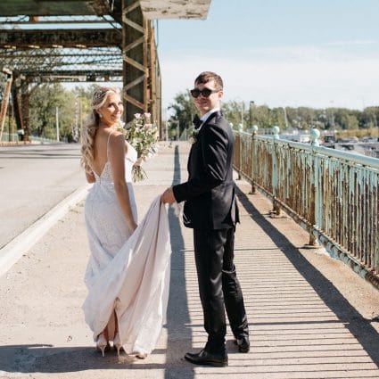 Indochino featured in Caslon and Nick’s Playful and Romantic Wedding at District 28