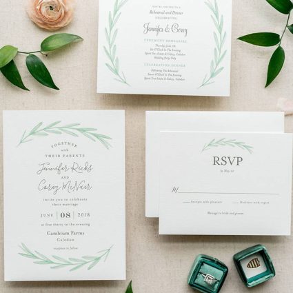 Minted featured in Jen and Corey’s Utterly Romantic Nuptials at Cambium Farms