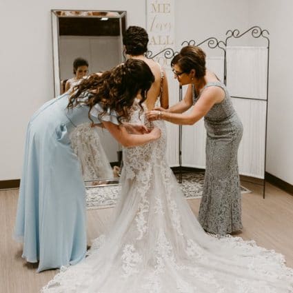 Sophie's Gown Shoppe featured in Susana and Mark’s Intimate Fall Wedding at Kortright Eventspace