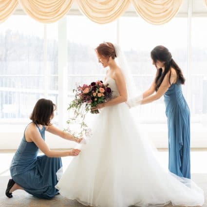 Bridal Fashion Fraire featured in Claire and Anthony’s Elegant Wedding at the Richmond Hill Cou…