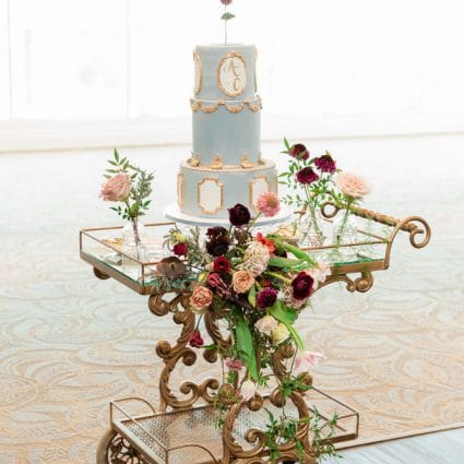 Bloom Cake Co. featured in Claire and Anthony’s Elegant Wedding at the Richmond Hill Cou…