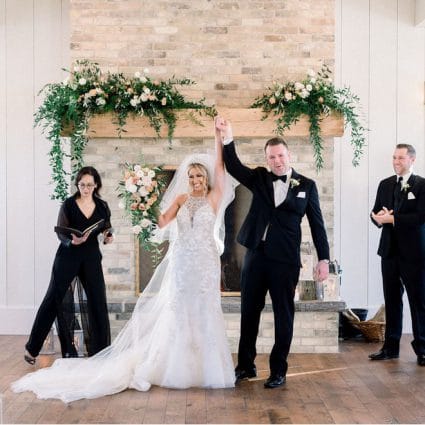 Living Fresh Flower and Plant Studio featured in Amanda and Mark’s Stunning Winter Wedding at Elora Mill