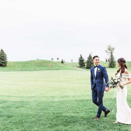 David's Bridal featured in Yvonne and Kevin’s Sweet Whistle Bear Golf Club Wedding