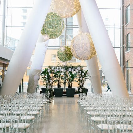 Chair-man Mills featured in Erin and Tony’s Stylish Wedding at Ricarda’s