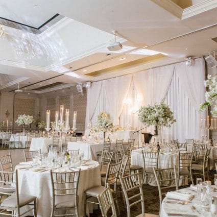 Right Choice Linen Rentals featured in Ayanna and Mark’s Joyous Wedding at Hazelton Manor