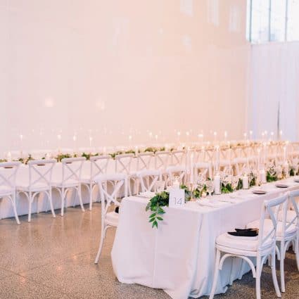 Divine Furniture Rentals featured in Zoe and Rossi’s Modern, Romantic Wedding at Ricarda’s
